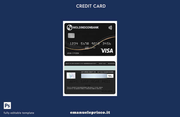 stile verificato Moldavia Modello di carta di credito Visa esclusiva MoldindconB